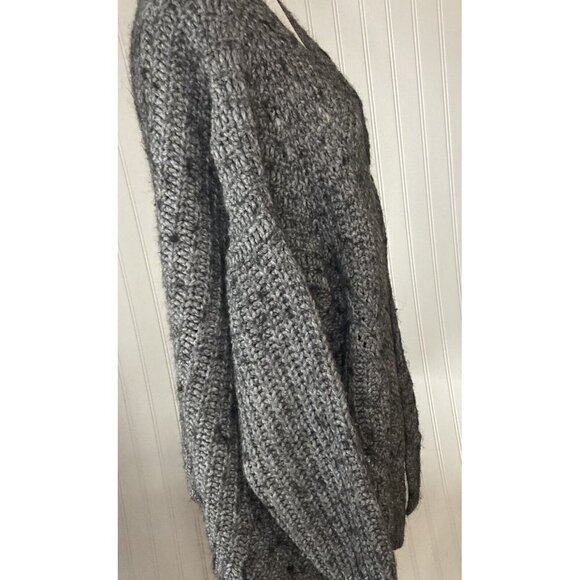 Elsamanda Open Front Chunky Alpaca Wool Blend Oversized Sweater Made In Italy-L - Picture 4 of 16